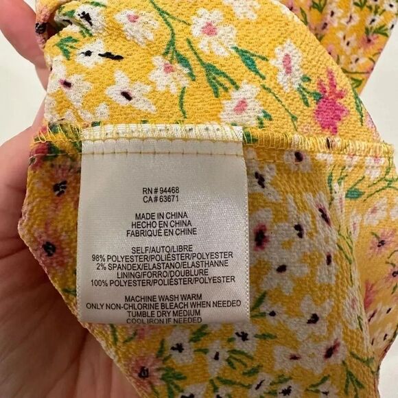 BCBG Paris MilkMaid Baby Doll Dress Midi Mustard Floral Size Medium - Picture 5 of 5